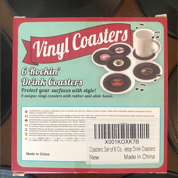 LAST 1 Set of 6 Rockabilly Vinyl Record Drink Coasters - Picture 5 of 7